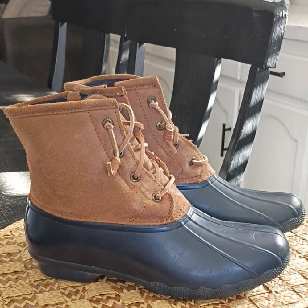 Sperry Tan and Navy Waterproof Boots
